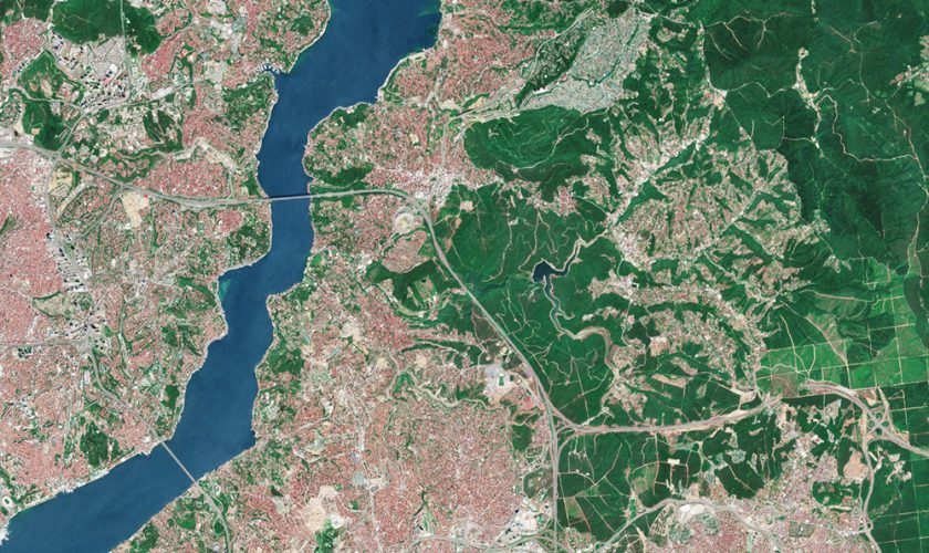 Satellite view Istanbul clouds removed