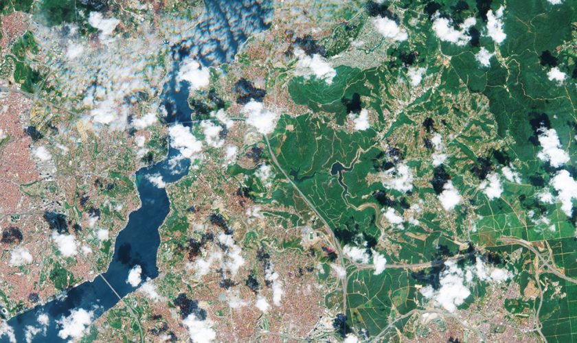 Satellite view Istanbul with clouds