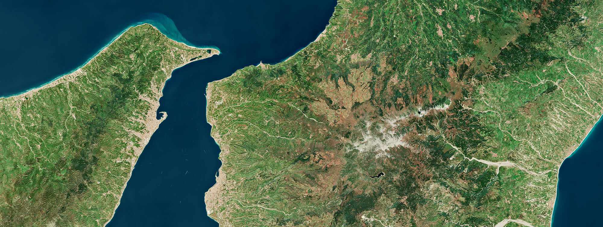 Satellite view of south italy and sicilia