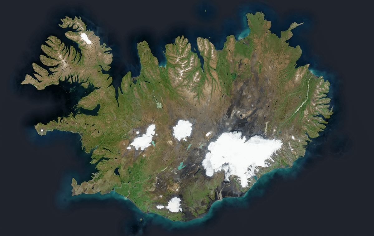 Satellite map of Iceland after NImbo harmonized coloring process