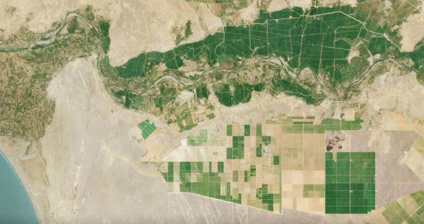 Satellite map of farming land in Peru