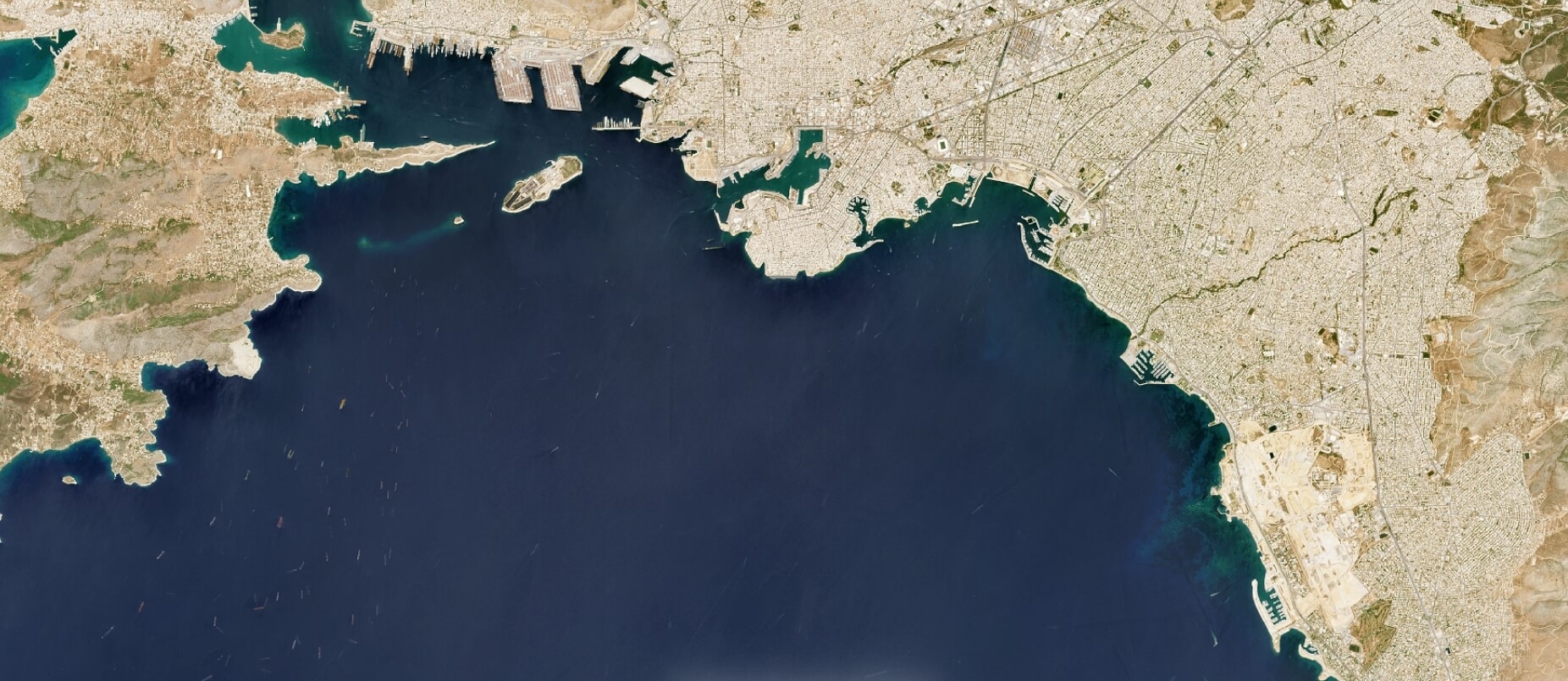 Athens bay seen from space