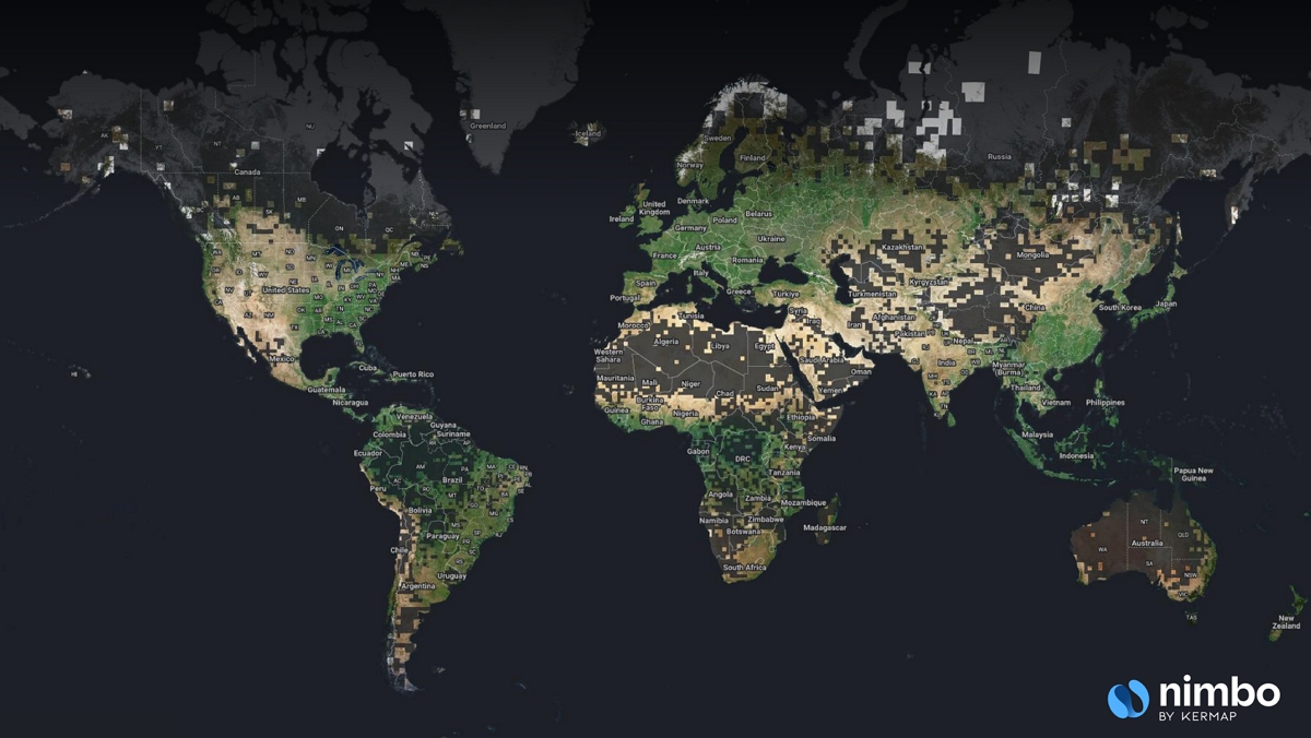 Wolrd map showing Nimbo SR availability